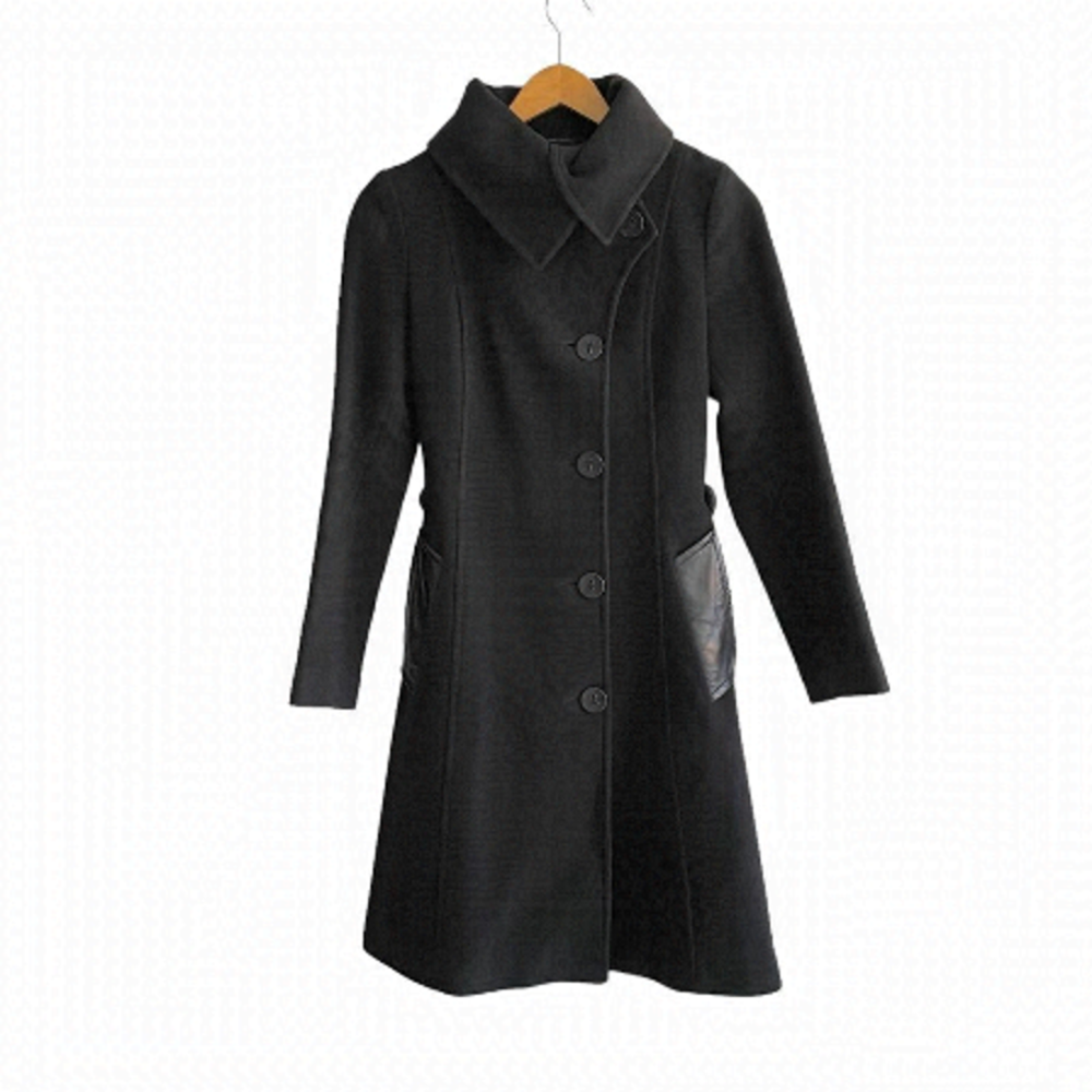 Mackage Wool Asymmetrical Winter Coat Black XS